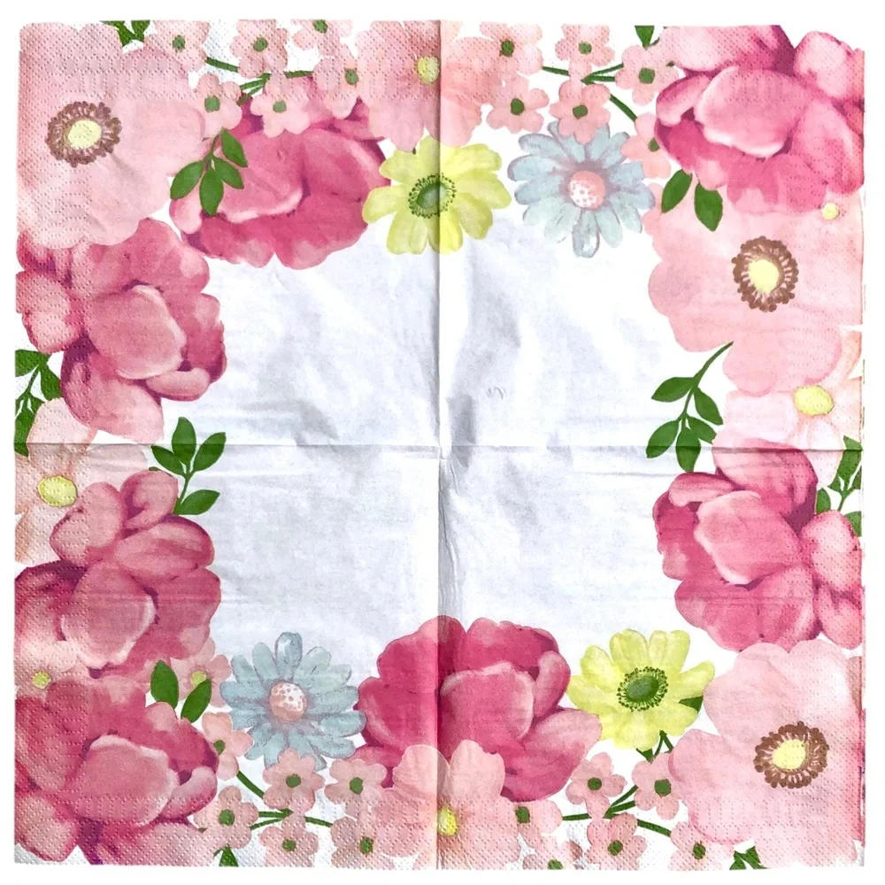 Spring Fling Pink Large Floral 2-ply Luncheon Napkin, 18 ct